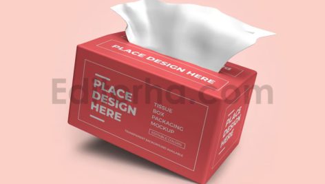 دانلود موکاپ بسته‌بندی جعبه دستمال کاغذی Tissue Box Packaging Mockup Template Set