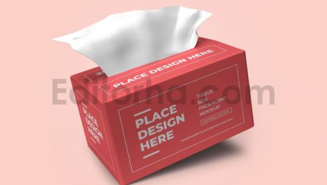 دانلود موکاپ بسته‌بندی جعبه دستمال کاغذی Tissue Box Packaging Mockup Template Set