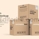 دانلود موکاپ جعبه کارتن مکعبی Square Carton Box Mockup