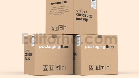 دانلود موکاپ جعبه کارتن مکعبی Square Carton Box Mockup
