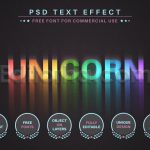 دانلود فایل افکت متن رنگین کمان یونیکورن Unicorn Rainbow – PSD Editable Text Effect