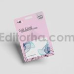 موکاپ گیفت کارت یا کارت هدیه با بسته بندی در نماهای مختلف