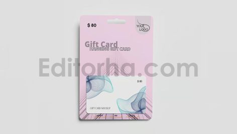 موکاپ گیفت کارت یا کارت هدیه با بسته بندی در نماهای مختلف