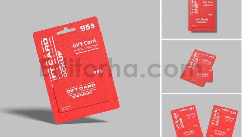 دانلود موکاپ گیفت کارت یا کارت هدیه با بسته‌بندی