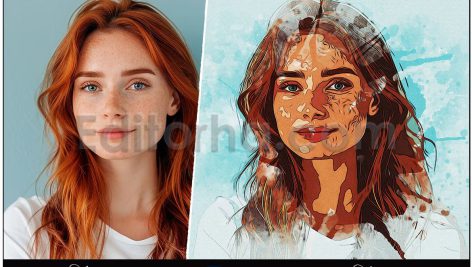 دانلود فایل تمپلیت افکت عکس آبرنگ Watercolor Photo Effect Template Photoshop