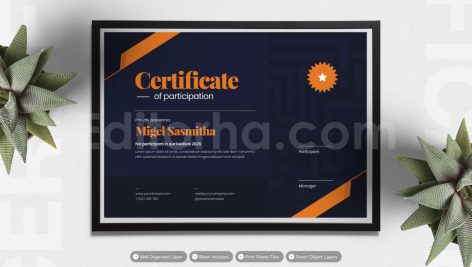 دانلود فایل لایه باز سرتیفیکت با خطوط آبی