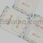 موکاپ گیفت کارت یا کارت هدیه با بسته بندی در نماهای مختلف