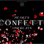دانلود مجموعه ۱۵ تایی تکه های کاغذ رنگی قلب Hearts Confetti Overlays