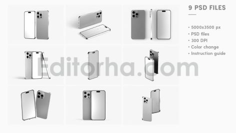 دانلود پک موکاپ آیفون ۱۴ پرومکس IPhone 14 Pro Max Mockup Set