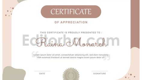 دانلود فایل لایه باز سرتیفیکیت چندمنظوره Raina Monarch – Certificate Template