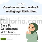 دانلود مجموعه ۱۵ عددی وکتور کودکان باحجاب Cute Hijab Kids Activity Illustration Pack