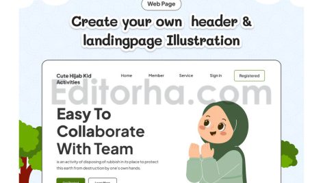 دانلود مجموعه ۱۵ عددی وکتور کودکان باحجاب Cute Hijab Kids Activity Illustration Pack