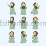 دانلود مجموعه ۱۵ عددی وکتور کودکان باحجاب Cute Hijab Kids Activity Illustration Pack