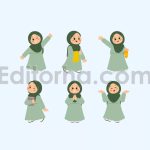دانلود مجموعه ۱۵ عددی وکتور کودکان باحجاب Cute Hijab Kids Activity Illustration Pack