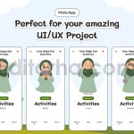 دانلود مجموعه ۱۵ عددی وکتور کودکان باحجاب Cute Hijab Kids Activity Illustration Pack