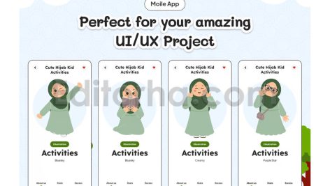 دانلود مجموعه ۱۵ عددی وکتور کودکان باحجاب Cute Hijab Kids Activity Illustration Pack