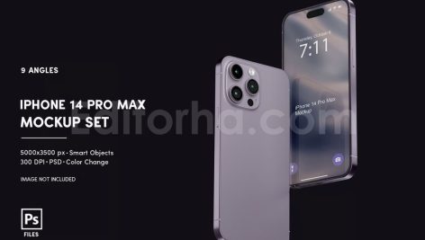 دانلود پک موکاپ آیفون ۱۴ پرومکس IPhone 14 Pro Max Mockup Set