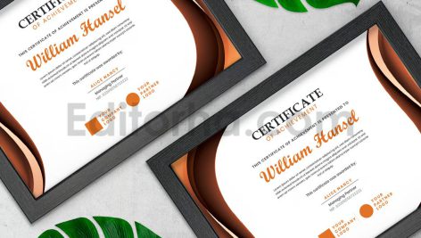 دانلود فایل لایه باز سرتیفیکیت قهوه‌ای Brown Gradation Certificate / Diploma Template