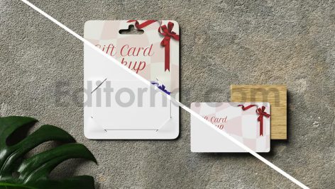 دانلود موکاپ گیفت کارت یا کارت هدیه با بسته‌بندی