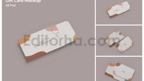 دانلود موکاپ گیفت کارت یا کارت هدیه با بسته‌بندی