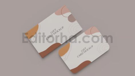دانلود موکاپ گیفت کارت یا کارت هدیه با بسته‌بندی