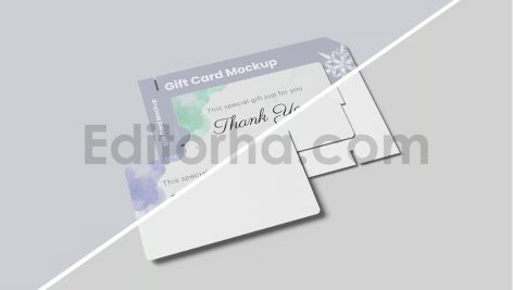 دانلود موکاپ گیفت کارت یا کارت هدیه با بسته‌بندی