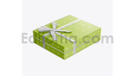 دانلود موکاپ جعبه کادوی روبان دار Gift Box Mockup with Bow Mockup