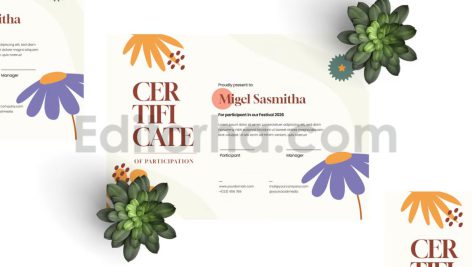 دانلود فایل لایه باز سرتیفیکت با تم باغ گل Flower Garden – Certificate