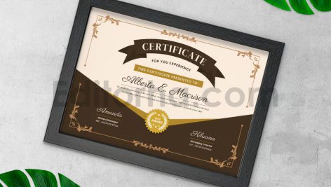 دانلود فایل لایه باز سرتیفیکیت لاکچری با تم قهوه ای Brown Luxury Academy Certificate