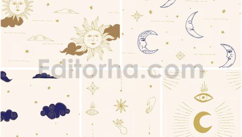 دانلود پترن و تصاویر آسمانی Celestial Patterns & Illustrations