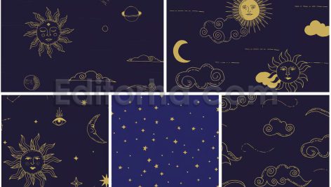 دانلود پترن و تصاویر آسمانی Celestial Patterns & Illustrations