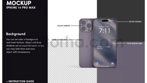 دانلود پک موکاپ آیفون ۱۴ پرومکس IPhone 14 Pro Max Mockup Set
