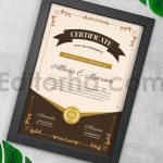 دانلود فایل لایه باز سرتیفیکیت لاکچری با تم قهوه ای Brown Luxury Academy Certificate
