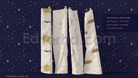 دانلود پترن و تصاویر آسمانی Celestial Patterns & Illustrations