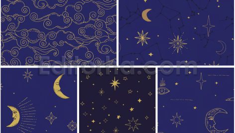 دانلود پترن و تصاویر آسمانی Celestial Patterns & Illustrations