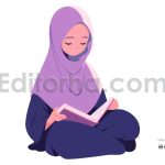 دانلود فایل لایه باز دختر محجبه در حال کتاب خواندن Muslim Girl Reading Book