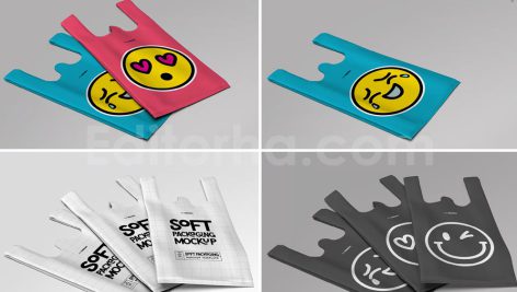 دانلود مجموعه ۳تایی موکاپ کیف اِکو بَگ WCut Eco Bag Soft Packaging Mockup