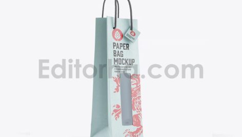 دانلود موکاپ ساک کاهی با پنجره شفاف Kraft Paper Bag with Window Mockup