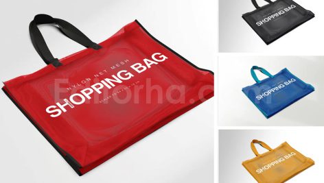دانلود موکاپ کیسه خرید توری Mesh Nylon Shopping Tote Branding Mockup