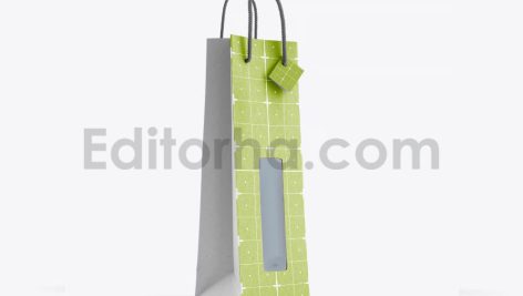 دانلود موکاپ ساک کاهی با پنجره شفاف Kraft Paper Bag with Window Mockup