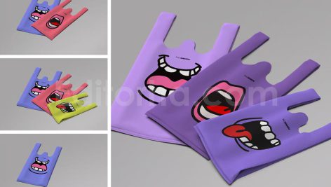دانلود مجموعه ۳تایی موکاپ کیف اِکو بَگ WCut Eco Bag Soft Packaging Mockup