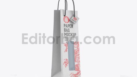 دانلود موکاپ ساک کاهی با پنجره شفاف Kraft Paper Bag with Window Mockup