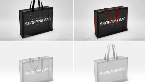 دانلود موکاپ کیسه خرید توری Mesh Nylon Shopping Tote Branding Mockup
