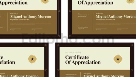 دانلود فایل لایه باز سرتیفیکیت وینتیج با تم قهوه ای Vintage Brown – Certificate