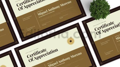 دانلود فایل لایه باز سرتیفیکیت وینتیج با تم قهوه ای Vintage Brown – Certificate