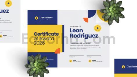 دانلود فایل لایه باز سرتیفیکیت با طرح هندسی Colorful Geometric – Certificate