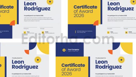 دانلود فایل لایه باز سرتیفیکیت با طرح هندسی Colorful Geometric – Certificate
