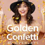 دانلود مجموعه ۴۵ عددی اورلی تکه های کاغذ رنگی طلایی جشن Golden Confetti Photoshop Overlays, Glitter