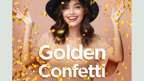 دانلود مجموعه ۴۵ عددی اورلی تکه های کاغذ رنگی طلایی جشن Golden Confetti Photoshop Overlays, Glitter