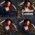 دانلود مجموعه ۴۵ عددی اورلی تکه های کاغذ رنگی طلایی جشن Golden Confetti Photoshop Overlays, Glitter